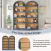 ON-TREND Freestanding Tall Bookshelves Set Of 2, Farmhouse Two-Tone Open Storage Cabinet With Fabric Arched Top, 5-Tier Display Bookcase For Living Room, Bedroom, Home Office, Blue Natural ON-TREND Freestanding Tall Bookshelves Set Of 2, Farmhouse Two-Tone Open Storage Cabinet With Fabric Arched Top, 5-Tier Display Bookcase For Living Room, Bedroom, Home Office, Blue Natural