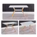 Modern Minimalist StyleDining Table MDF Anti-Scratch Top Metal Shelf Metal Heat Transfer Legs Leveling Feet For Dining Room Kitchen Office Table X 1 White