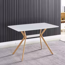 Modern Minimalist StyleDining Table MDF Anti-Scratch Top Metal Shelf Metal Heat Transfer Legs Leveling Feet For Dining Room Kitchen Office Table X 1 White Modern Minimalist StyleDining Table MDF Anti-Scratch Top Metal Shelf Metal Heat Transfer Legs Leveling Feet For Dining Room Kitchen Office Table X 1 White