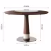 47 Inch Solid Wood Dining Table With 23 Inch Tempered Glass Lazy Susan Stainless Steel Base Round Kitchen Table Retro Fashion Home Restaurant Office Table