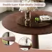 47 Inch Solid Wood Dining Table With 23 Inch Tempered Glass Lazy Susan Stainless Steel Base Round Kitchen Table Retro Fashion Home Restaurant Office Table 47 Inch Solid Wood Dining Table With 23 Inch Tempered Glass Lazy Susan Stainless Steel Base Round Kitchen Table Retro Fashion Home Restaurant Office Table
