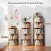 5 Tier Rotating Bookshelf, 360 Display Round Spinning Bookshelf, Space-Saving, Small Space Rotating Bookshelf Tower For Bedroom, Living Room, Home, Office, Wood Color