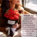 Hand-crocheted Red Rose Bouquet Paired With Eucalyptus Preserved Wool Flowers, Eleg In Black Luxurious Wrapping For A Romantic Floral Gift. Hand-crocheted Red Rose Bouquet Paired With Eucalyptus Preserved Wool Flowers, Eleg In Black Luxurious Wrapping For A Romantic Floral Gift.