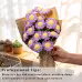 Handmade Crochet Lavender Purple Bouquet, Everlasting Knitted Yarn Flowers, Vintage Newspaper Wrapped Rustic Floral Keepsake For Home Desktop Decor