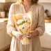 Handmade Crocheted Flower Bouquet, Pale Yellow Tulips And Roses Paired With Daisies, Soft Yarn Everlasting Knitted Bouquet, Indoor Home Decorative Ornament Handmade Crocheted Flower Bouquet, Pale Yellow Tulips And Roses Paired With Daisies, Soft Yarn Everlasting Knitted Bouquet, Indoor Home Decorative Ornament
