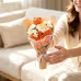 Handmade Crocheted Flower Bouquet, Orange Tulips And Lilies Matched With Roses And Tiny White Blossoms, Soft Yarn Everlasting Knitted Bouquet, Indoor Home Decorative Ornament Handmade Crocheted Flower Bouquet, Orange Tulips And Lilies Matched With Roses And Tiny White Blossoms, Soft Yarn Everlasting Knitted Bouquet, Indoor Home Decorative Ornament