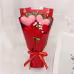 Handmade Crocheted Flower Bouquet, Heart Ornaments Matched With Red Roses And Baby's Breath, Soft Yarn Everlasting Knitted Bouquet, Indoor Home Decorative Ornament Handmade Crocheted Flower Bouquet, Heart Ornaments Matched With Red Roses And Baby's Breath, Soft Yarn Everlasting Knitted Bouquet, Indoor Home Decorative Ornament