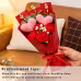 Handmade Crocheted Flower Bouquet, Heart Ornaments Matched With Red Roses And Baby's Breath, Soft Yarn Everlasting Knitted Bouquet, Indoor Home Decorative Ornament Handmade Crocheted Flower Bouquet, Heart Ornaments Matched With Red Roses And Baby's Breath, Soft Yarn Everlasting Knitted Bouquet, Indoor Home Decorative Ornament