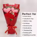 Handmade Crocheted Flower Bouquet, Heart Ornaments Matched With Red Roses And Baby's Breath, Soft Yarn Everlasting Knitted Bouquet, Indoor Home Decorative Ornament