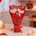 Handmade Crocheted Flower Bouquet, Heart Ornaments Matched With Red Roses And Baby's Breath, Soft Yarn Everlasting Knitted Bouquet, Indoor Home Decorative Ornament Handmade Crocheted Flower Bouquet, Heart Ornaments Matched With Red Roses And Baby's Breath, Soft Yarn Everlasting Knitted Bouquet, Indoor Home Decorative Ornament