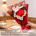 Handmade Crochet Knitted Bouquet, Red Rose & Pink Lily Everlasting Yarn Flowers, Romantic Floral Gift For Home Decor And Festivals