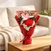 Handmade Crochet Knitted Bouquet, Red Rose & Pink Lily Everlasting Yarn Flowers, Romantic Floral Gift For Home Decor And Festivals