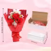 Handmade Crochet Bouquet, Red Roses & White Lily Everlasting Yarn Flowers, Romantic Eternal Floral Arrangement For Gifts Or Home Decoration