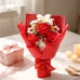 Handmade Crochet Bouquet, Red Roses & White Lily Everlasting Yarn Flowers, Romantic Eternal Floral Arrangement For Gifts Or Home Decoration