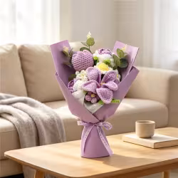 Handmade Crochet Purple Yarn Flower Bouquet, Everlasting Crochet Lily Tulip Rose Arrangement, Artificial Forever Floral Bouquet For Home Decor, Anniversary & Holiday Gifts Handmade Crochet Purple Yarn Flower Bouquet, Everlasting Crochet Lily Tulip Rose Arrangement, Artificial Forever Floral Bouquet For Home Decor, Anniversary & Holiday Gifts