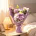Handmade Crochet Purple Yarn Flower Bouquet, Everlasting Crochet Lily Tulip Rose Arrangement, Artificial Forever Floral Bouquet For Home Decor, Anniversary & Holiday Gifts