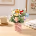 Handmade Crochet Flower Bouquet, Cute Little Bee Dolls Paired With Colorful Blossoms, Soft Yarn Everlasting Crochet Bouquet, Indoor Home Tabletop Decorative Ornament