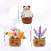 Handmade Crochet Potted Plant Fridge Magnet Three Piece Set With Ladybug Accessories Cute Doll Flower Soft Yarn Everlasting Crochet Decor Indoor Home Magnetic Decoration Ornament