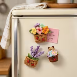 Handmade Crochet Potted Plant Fridge Magnet Three Piece Set With Ladybug Accessories Cute Doll Flower Soft Yarn Everlasting Crochet Decor Indoor Home Magnetic Decoration Ornament Handmade Crochet Potted Plant Fridge Magnet Three Piece Set With Ladybug Accessories Cute Doll Flower Soft Yarn Everlasting Crochet Decor Indoor Home Magnetic Decoration Ornament