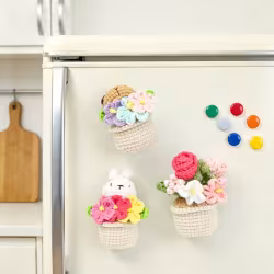 Handmade Crochet Potted Doll Planter Three Piece Set With Lovely Little Animal Colorful Blossoms Soft Yarn Everlasting Crochet Decor Indoor Home Magnetic Decoration Ornament Handmade Crochet Potted Doll Planter Three Piece Set With Lovely Little Animal Colorful Blossoms Soft Yarn Everlasting Crochet Decor Indoor Home Magnetic Decoration Ornament