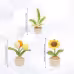 Handmade Crochet Potted Blossom Three Piece Set With Tulip Sunspot Flower Foliage Plant Soft Yarn Everlasting Crochet Decor Indoor Home Magnetic Decoration Ornament