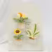 Handmade Crochet Potted Blossom Three Piece Set With Tulip Sunspot Flower Foliage Plant Soft Yarn Everlasting Crochet Decor Indoor Home Magnetic Decoration Ornament