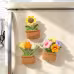 Handmade Crochet Square Flower Pot Blossom Three Piece Set With Sunflower Tulip Multicolored Flower Cluster Soft Yarn Everlasting Crochet Decor Indoor Home Magnetic Decoration Ornament