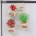 Handmade Crochet Potted Fridge Magnet Set With Red Tone Artificial Succulent Green Plants Soft Yarn Crochet Flower Pot Indoor Home Magnetic Decoration Ornament