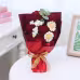 Handmade Crochet Red Rose Mixed Flower Bouquet With Matching Keychain For Valentine Gift Home Table Party Wedding Decoration