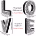 Luxury Crushed Diamond Mirrored LOVE 3D Letters Sign, Silver Sparkling Crystal Freestanding Alphabet Ornament, Table Top Decor For Wedding Party Bedroom Living Room Home Art Decor