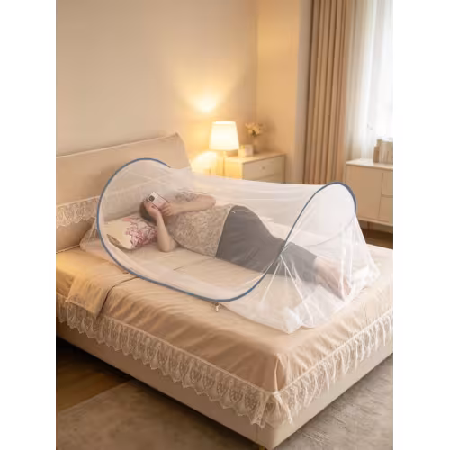 Foldable, No-Installation Mosquito Net For Home Use With Fine Mesh, Adjustable, No Bottom Or Zipper, And Insect-Proof