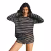 Cross-Border European And American Women's Clothing Amazon Autumn New Striped Long-Sleeve T-Shirt And Tie Shorts Casual Two-Piece Set