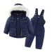 Windproof Waterproof Boys And Girls Big Fur Collar Ski Cotton-padded Overalls Suit