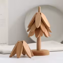 Wooden Christmas Tree Folding Coaster Black Walnut Thick Seat Adiabatic Pad For Kitchen Desktop Decoration Housewarming Gift Wooden Christmas Tree Folding Coaster Black Walnut Thick Seat Adiabatic Pad For Kitchen Desktop Decoration Housewarming Gift