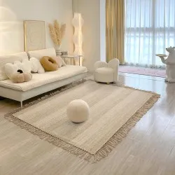 Handmade Natural Wool Living Room Milk White Modern Simple And Light Luxury Home Bedroom Bedside Calligraphy Carpet Handmade Natural Wool Living Room Milk White Modern Simple And Light Luxury Home Bedroom Bedside Calligraphy Carpet