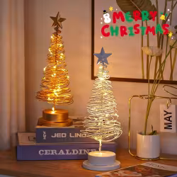 LED Christmas Tree Spiral Light Table Ornament Wrought Iron Xmas Tree Bedroom Desk Lamp Christmas Atmosphere Night Light Decor LED Christmas Tree Spiral Light Table Ornament Wrought Iron Xmas Tree Bedroom Desk Lamp Christmas Atmosphere Night Light Decor
