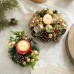 Christmas Candle Metals Candlestick Wreath Artificial Pinball Pinecone Candle Holder Fake Leaves Xmas New Year Home Table Decor Christmas Candle Metals Candlestick Wreath Artificial Pinball Pinecone Candle Holder Fake Leaves Xmas New Year Home Table Decor