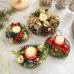 Christmas Candle Metals Candlestick Wreath Artificial Pinball Pinecone Candle Holder Fake Leaves Xmas New Year Home Table Decor Christmas Candle Metals Candlestick Wreath Artificial Pinball Pinecone Candle Holder Fake Leaves Xmas New Year Home Table Decor