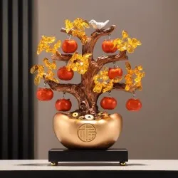 Lucky Persimmon Crystal Rich Tree Ornaments