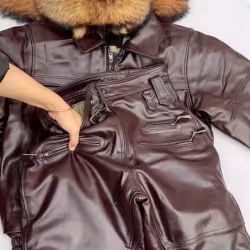 Brown With Velvet Leather Pants Loose Slimming Brown With Velvet Leather Pants Loose Slimming