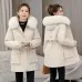 Waist Slimming Elegant Parka Cotton-padded Coat Fur Collar Western Style Velvet Lining Warm Coat Waist Slimming Elegant Parka Cotton-padded Coat Fur Collar Western Style Velvet Lining Warm Coat