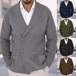 Cardigan Lapel Sweater Coat For Men Fall Winter Slim Double Breasted Sweaters Business Casual Style Lightweight Tops Cardigan Lapel Sweater Coat For Men Fall Winter Slim Double Breasted Sweaters Business Casual Style Lightweight Tops