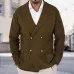 Cardigan Lapel Sweater Coat For Men Fall Winter Slim Double Breasted Sweaters Business Casual Style Lightweight Tops