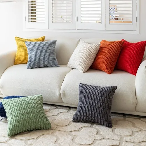 Simple Wheat Ear Corduroy Home Pillow