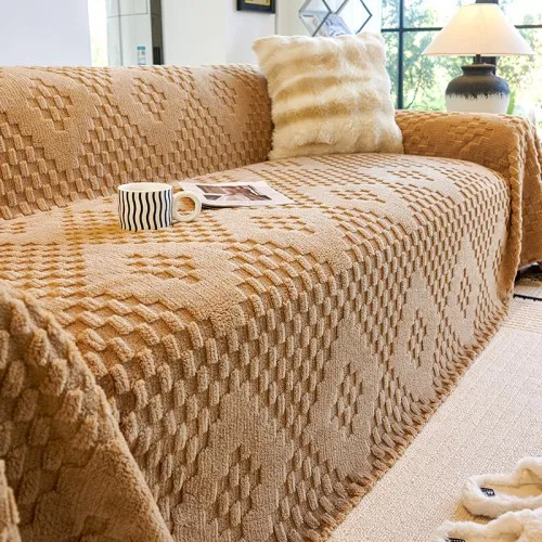 Household Thickened Fleece Solid Color All-inclusive Sofa Cover