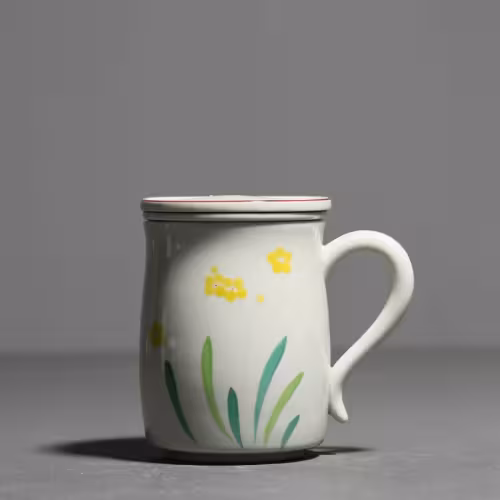Hand Painted Lotus Underglaze Color Cup Ceramic