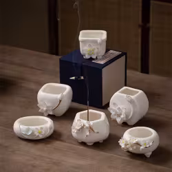 Creative Ceramic Lotus Line Incense Holder Handmade