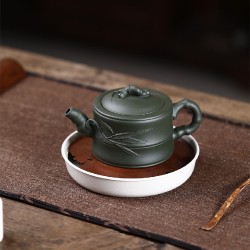 Green Clay Bamboo Handmade Teapot