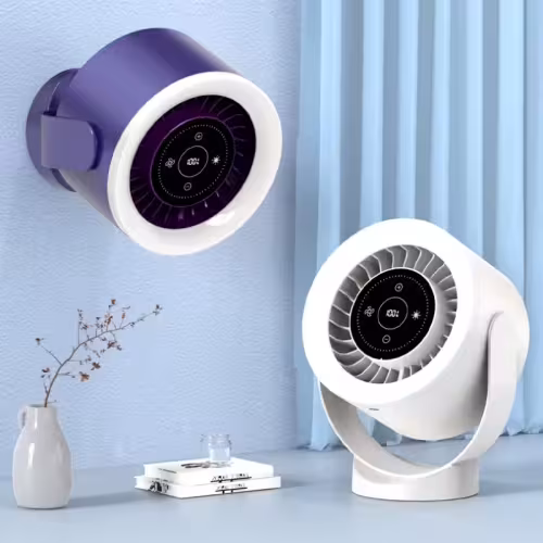 Desktop Adjustable Fan Light Rechargeable Wall Mount Table Fan Light Led Display Air Circulation Cooling USB Table Fan Light