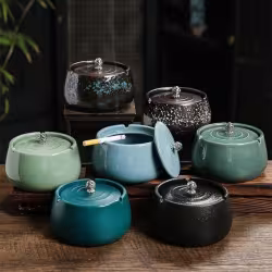 Household Prevent Fly Ash Creative Ceramic Ashtray With Lid Household Prevent Fly Ash Creative Ceramic Ashtray With Lid